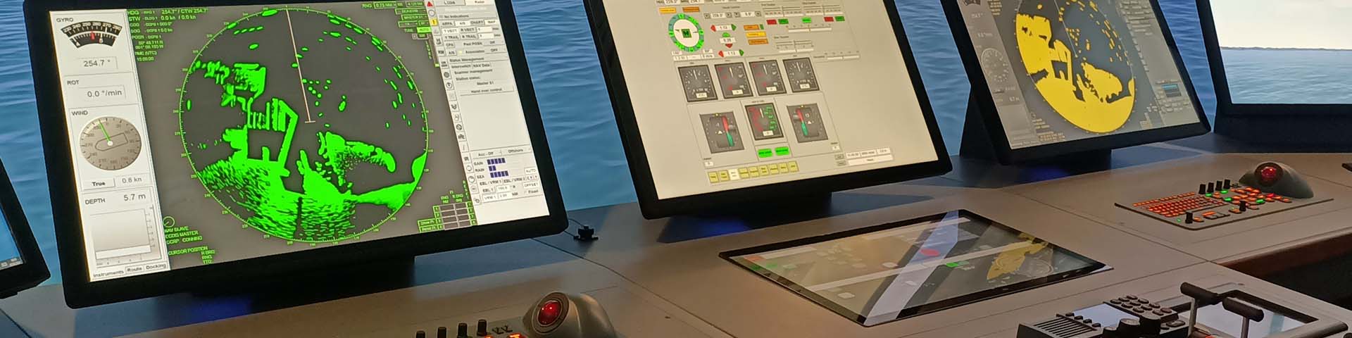 Computer dashboard in the maritime simulation centre