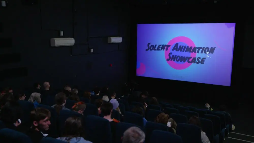 Cinema room viewing of Solent student animations