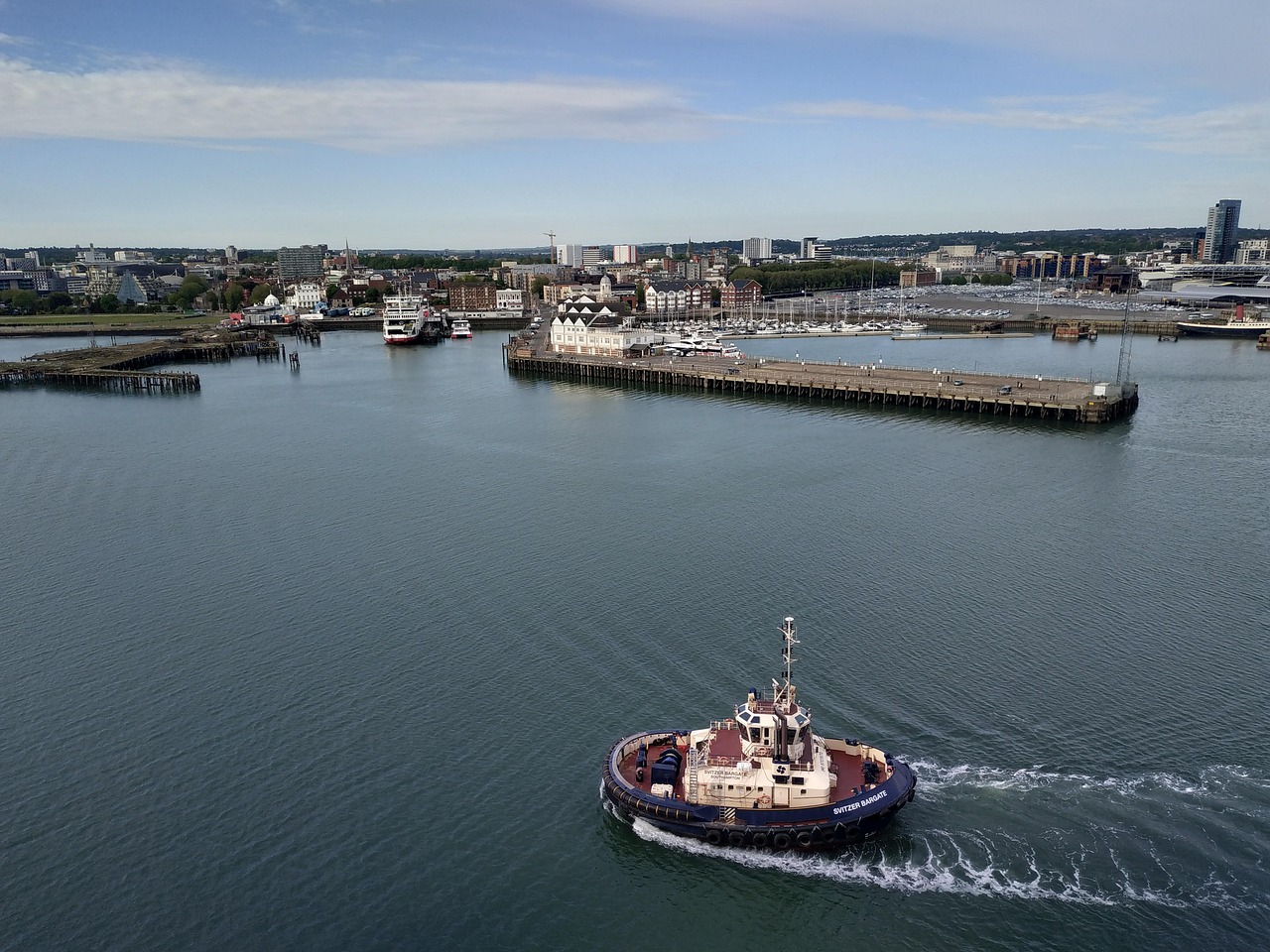 Southampton port view from a drone