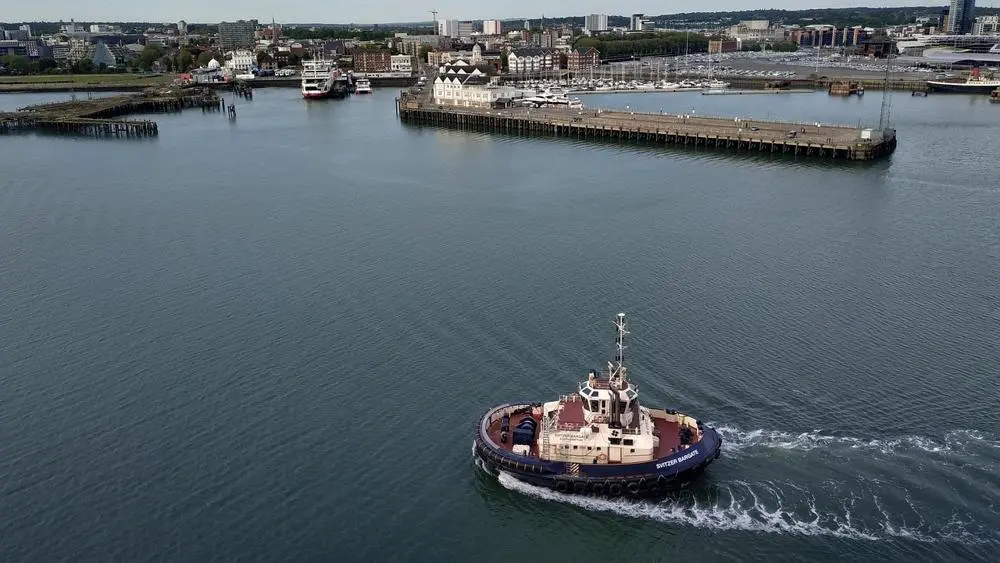 Southampton port view from a drone