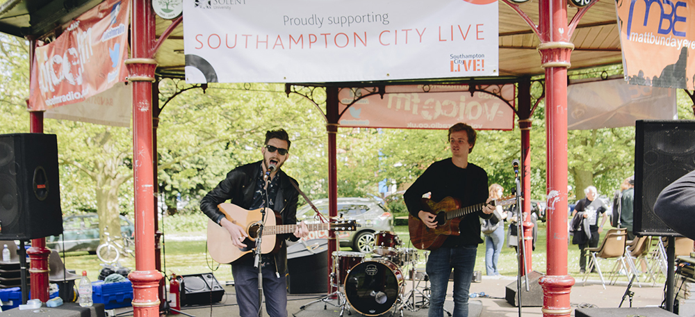 Band playing in Southampton City Live