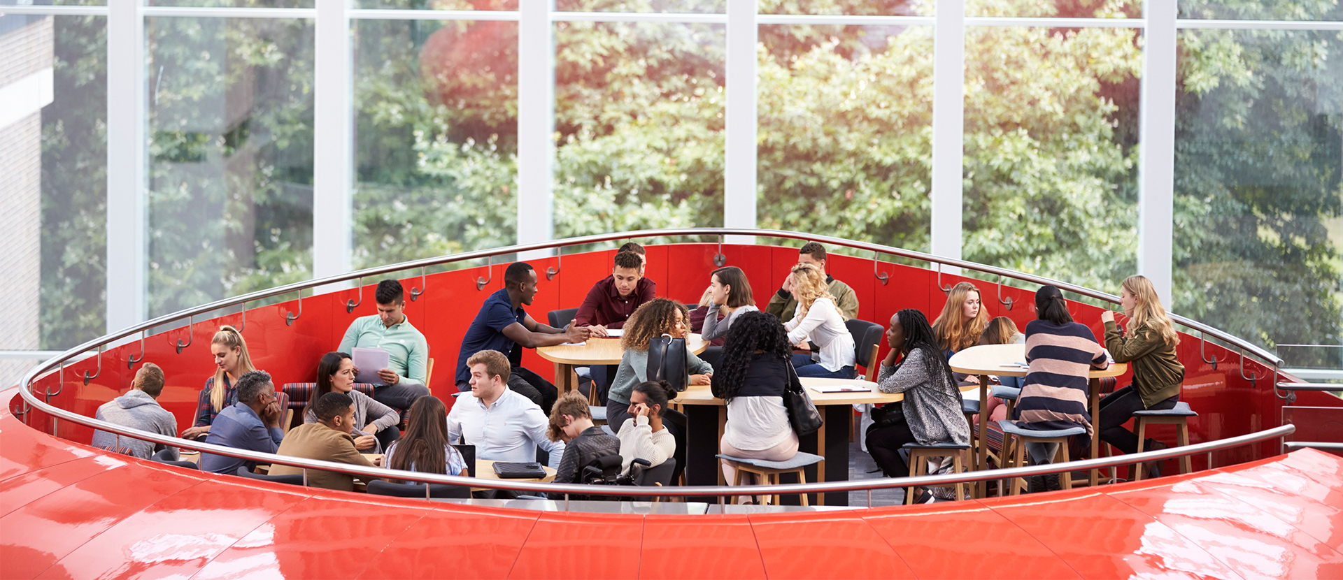 Students working in the Pod