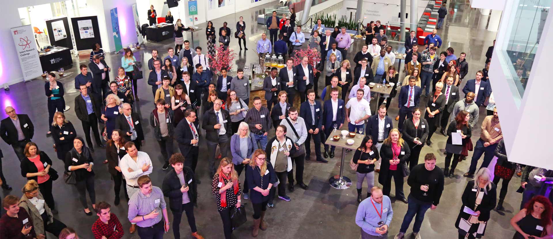 Alumni in the Spark atrium