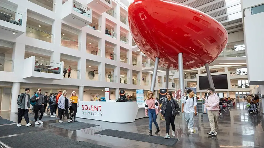 Students in The Spark building.