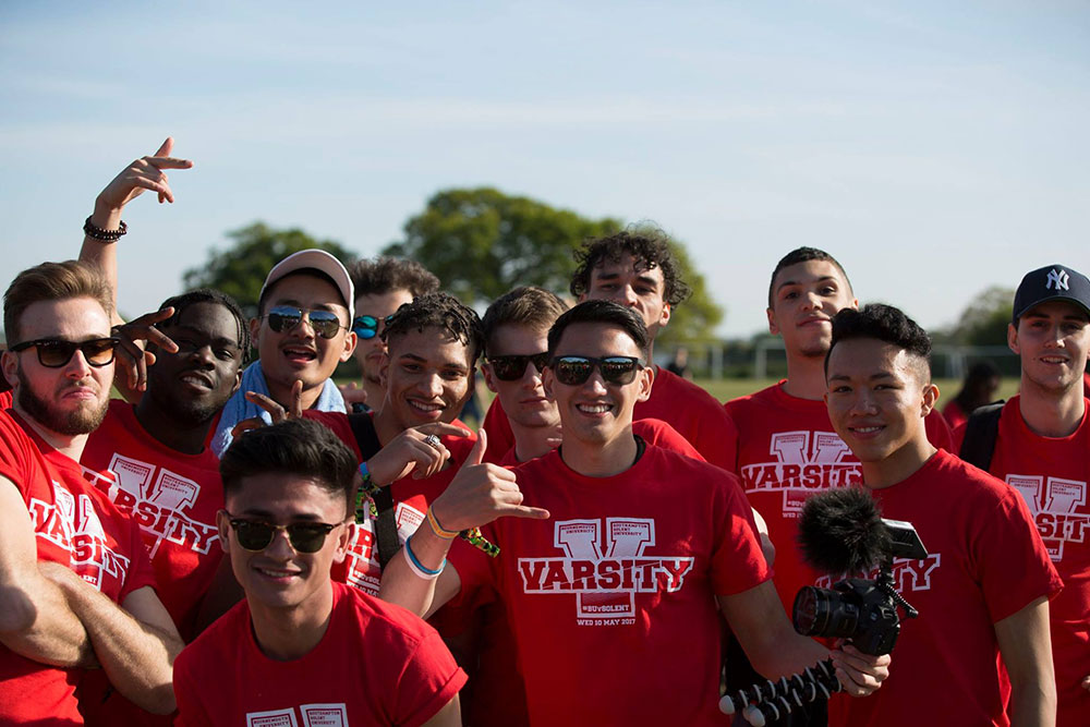 Students in Varsity t-shirts