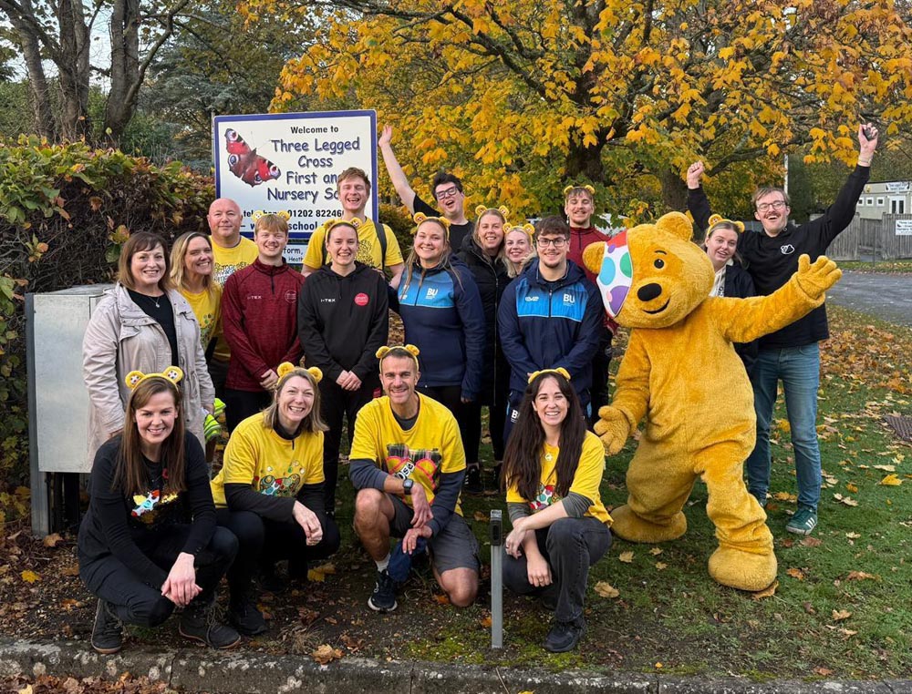 Students with BBC staff and presenters