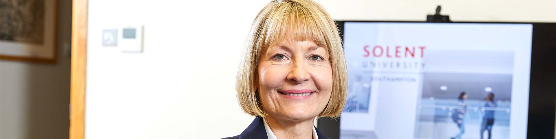 Vice-Chancellor Professor Karen Stanton sat in her office at the University