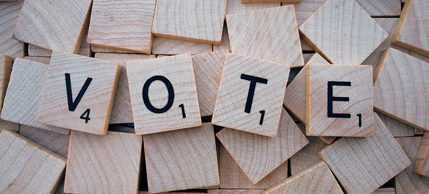 'Vote' in scrabble pieces