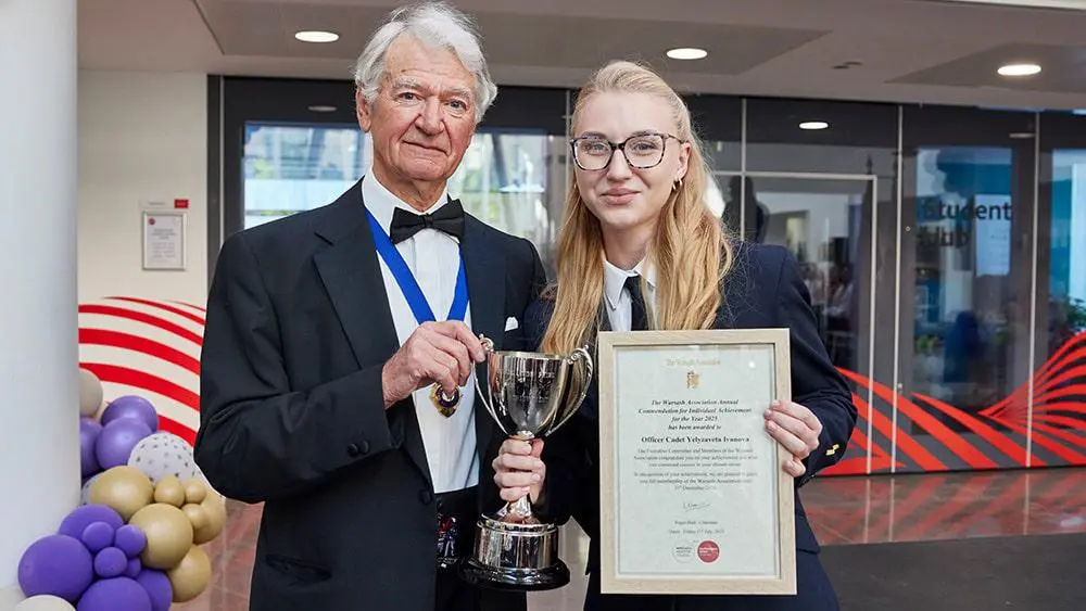 Yelyzaveta is pictured with Roger Holt, Warsash alumnus and Chairman of the Warsash Association