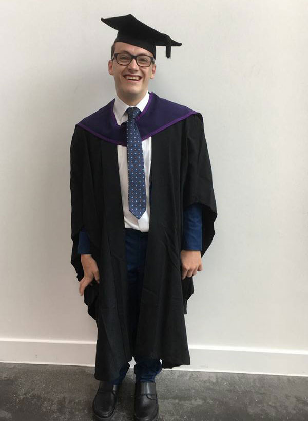 Solent alum, James Clowes on his graduation day