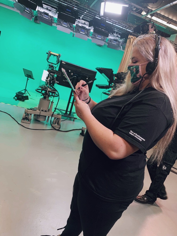 Solent student, Kate Wood working in the studio for Southampton Digital Pride
