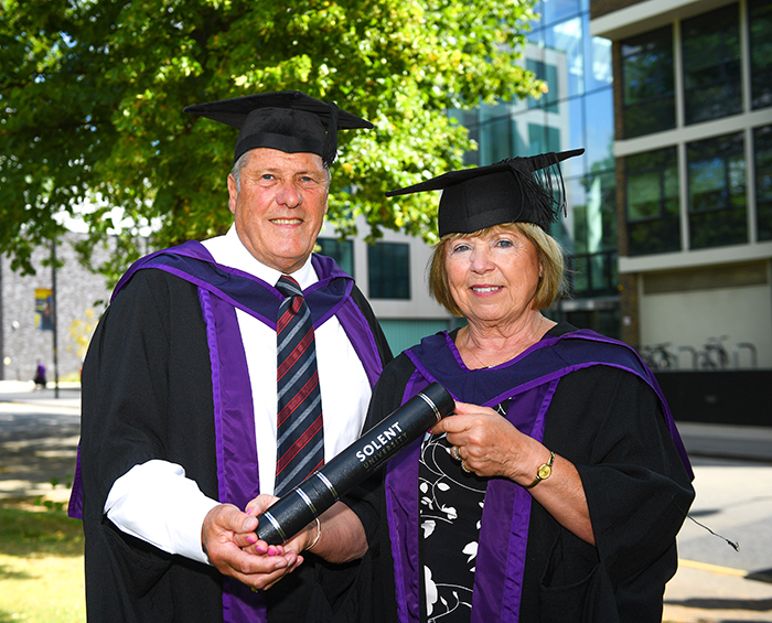 Lisa Wilson's parents, Clive and Tricia, with her honorary degree