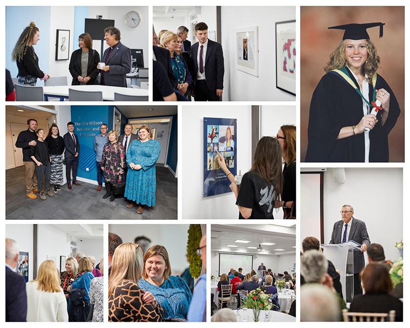 Photo montage showing the launch of the Lisa Wilson Business and Law Suite
