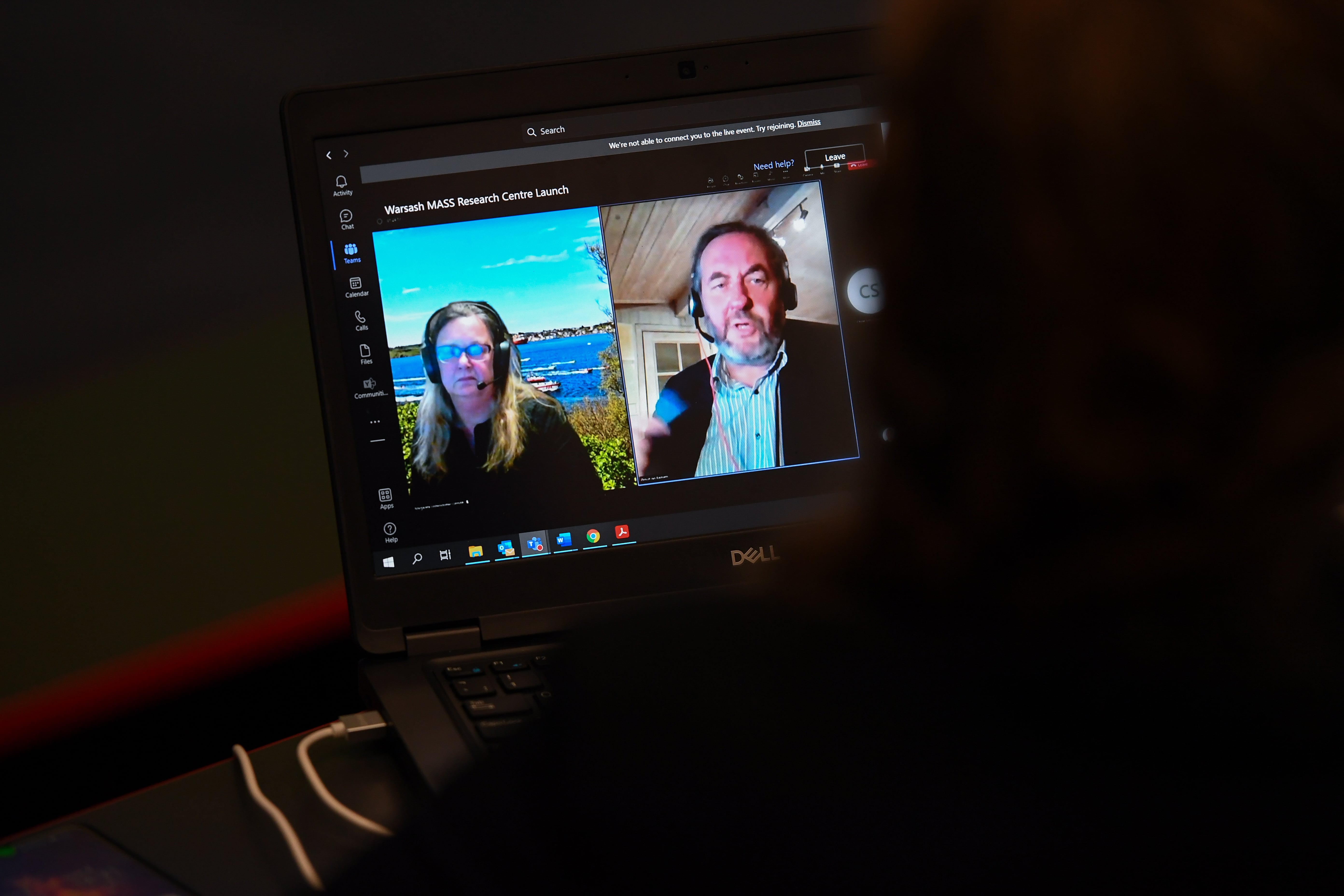 Photo showing virtual participants on screen at the MASS launch 