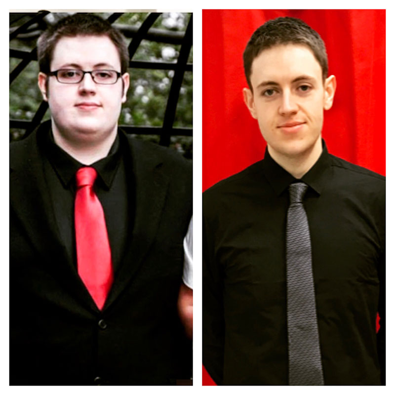 Oliver before and after his weight loss