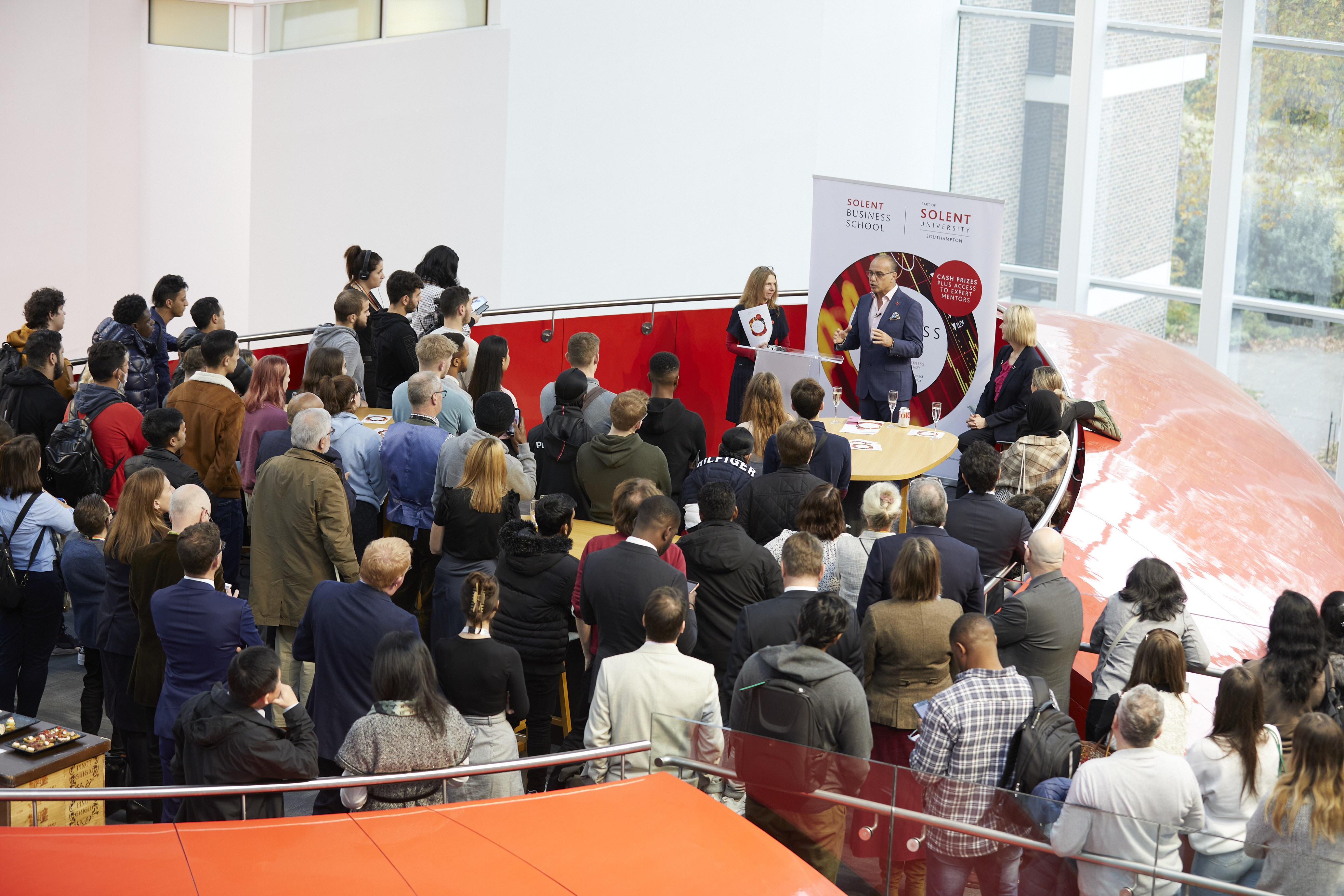 Theo Paphitis launching the competition to students