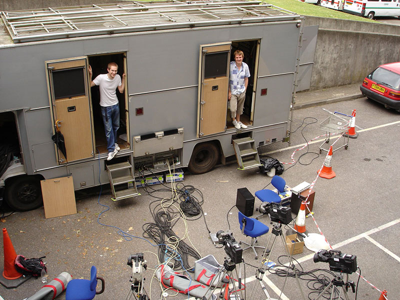 Rob Nisbet standing in the outside broadcast truck