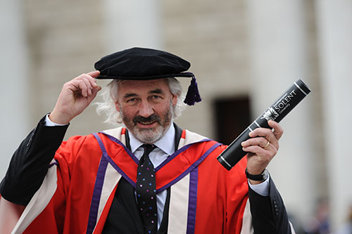 Robin Hutson with his honorary degree from Solent 