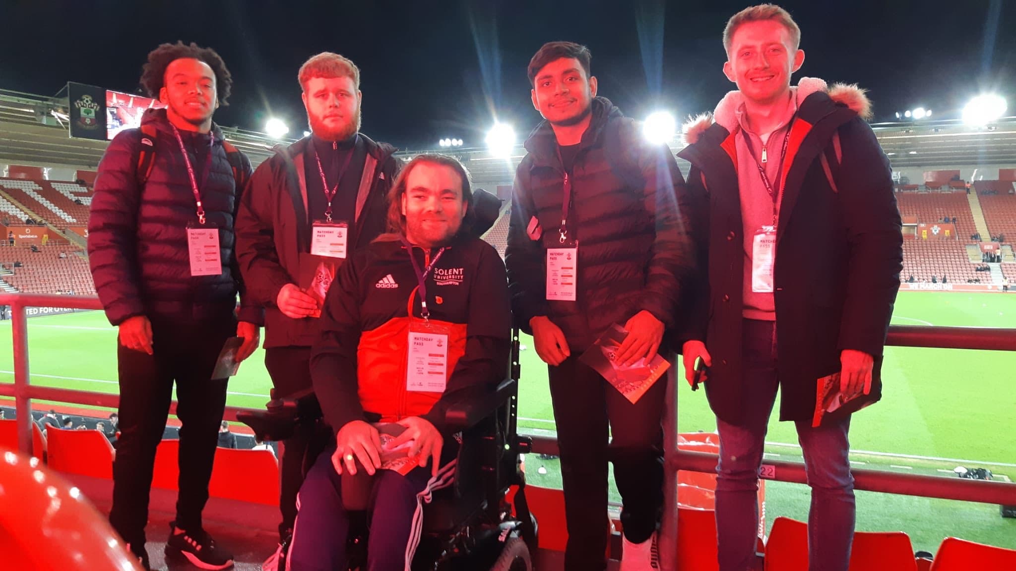 Solent University BA (Hons) Sports Journalism and MA Sports Broadcast Journalism students at St Mary's Stadium