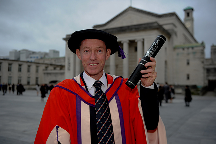 Stephen Park OBE with his honorary degree from Solent University