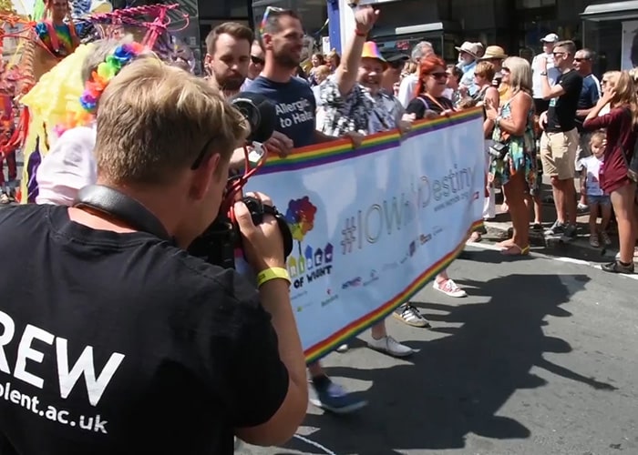 Solent student photographing parade