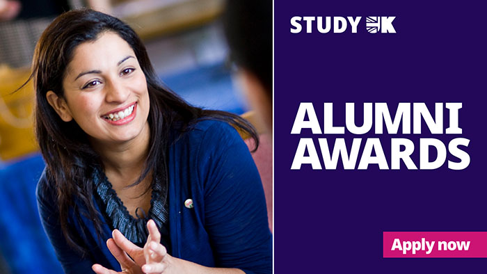 Study UK alumni awards promo showing a woman smiling