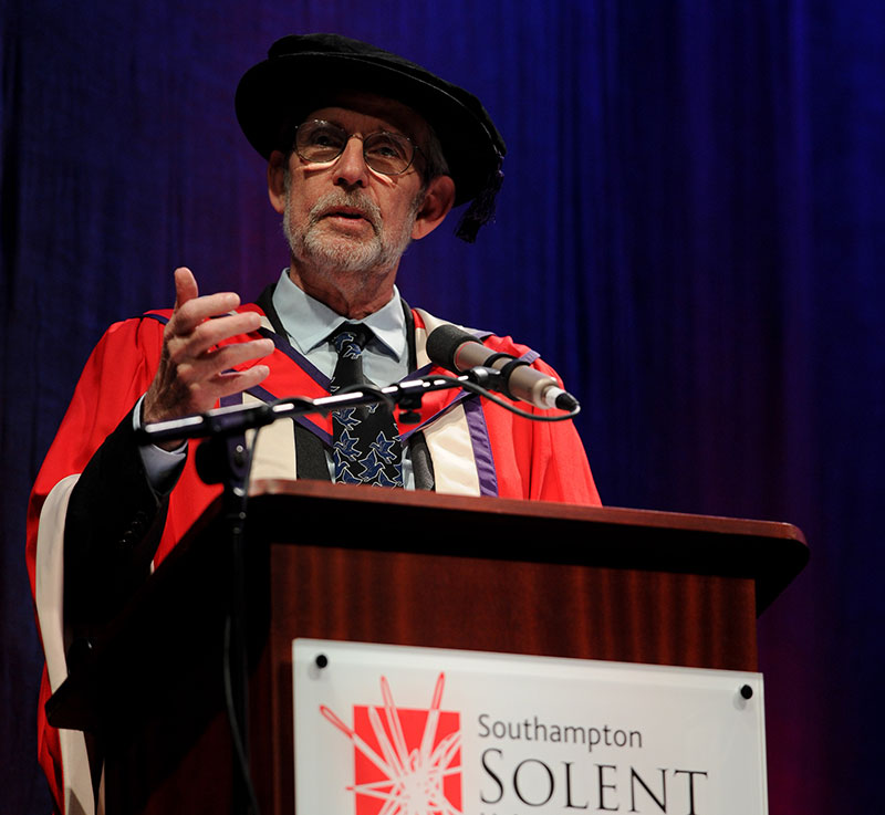 Walter Murch giving his talk at graduation