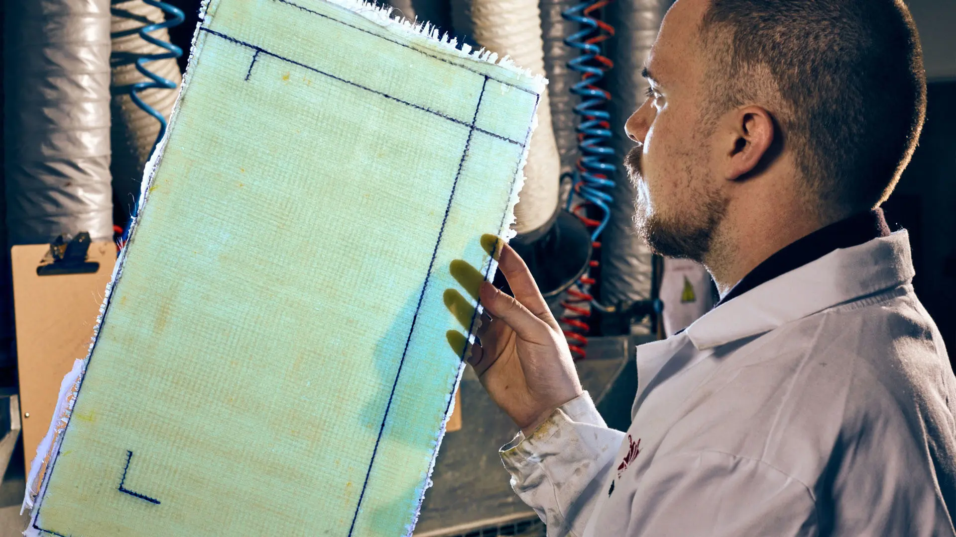 A student working with advanced composites