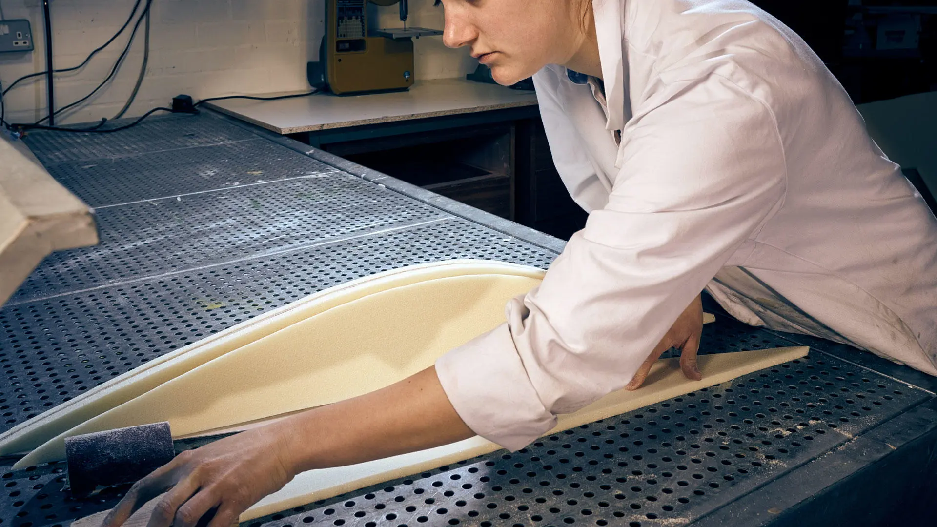 A student working with advanced composites