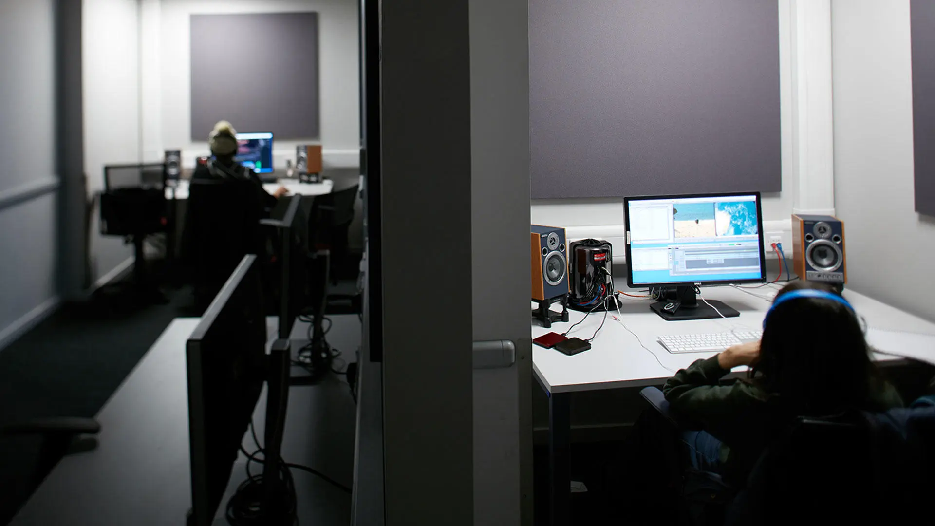 Students using the edit suite