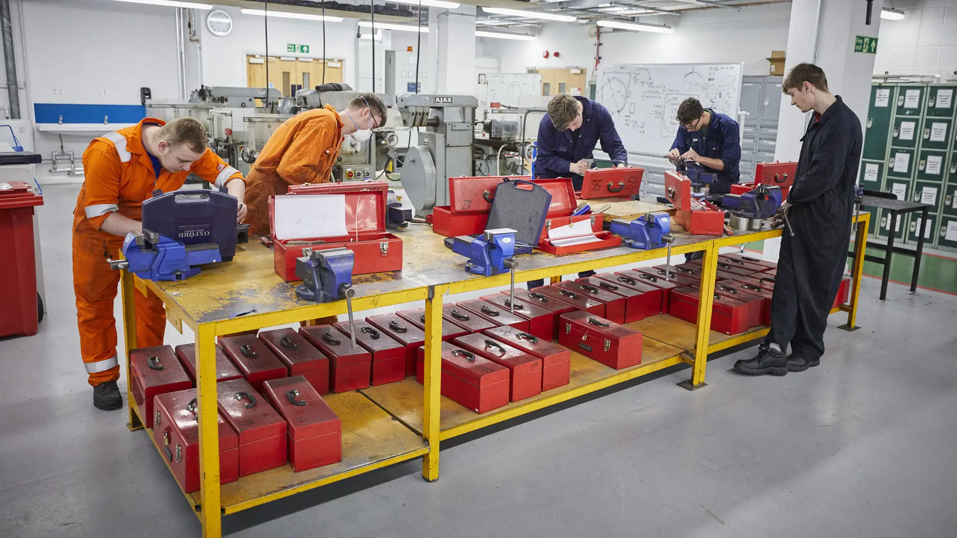 Engineer cadets in the marine engineering workshops