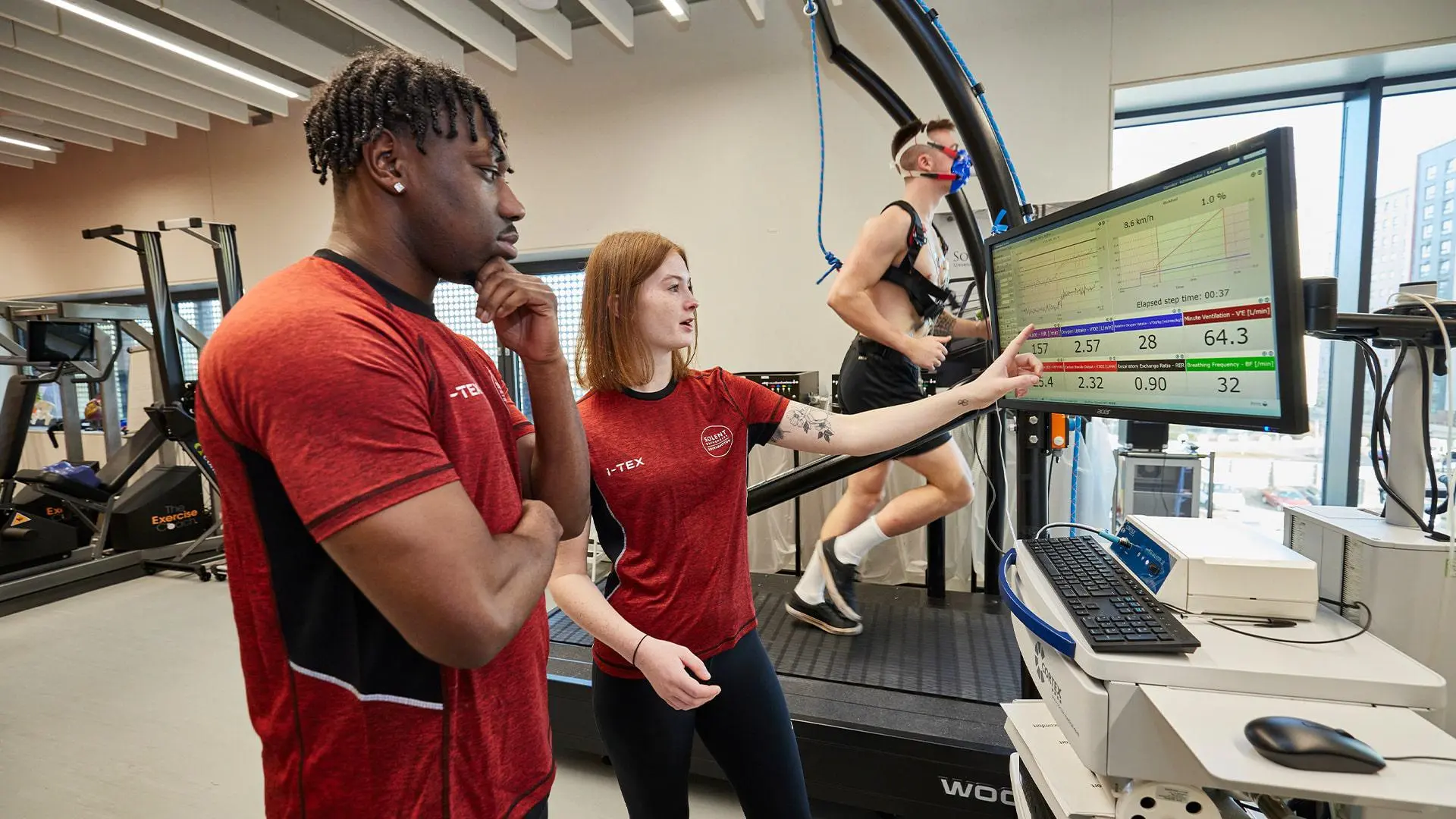 Students working in physiology laboratory
