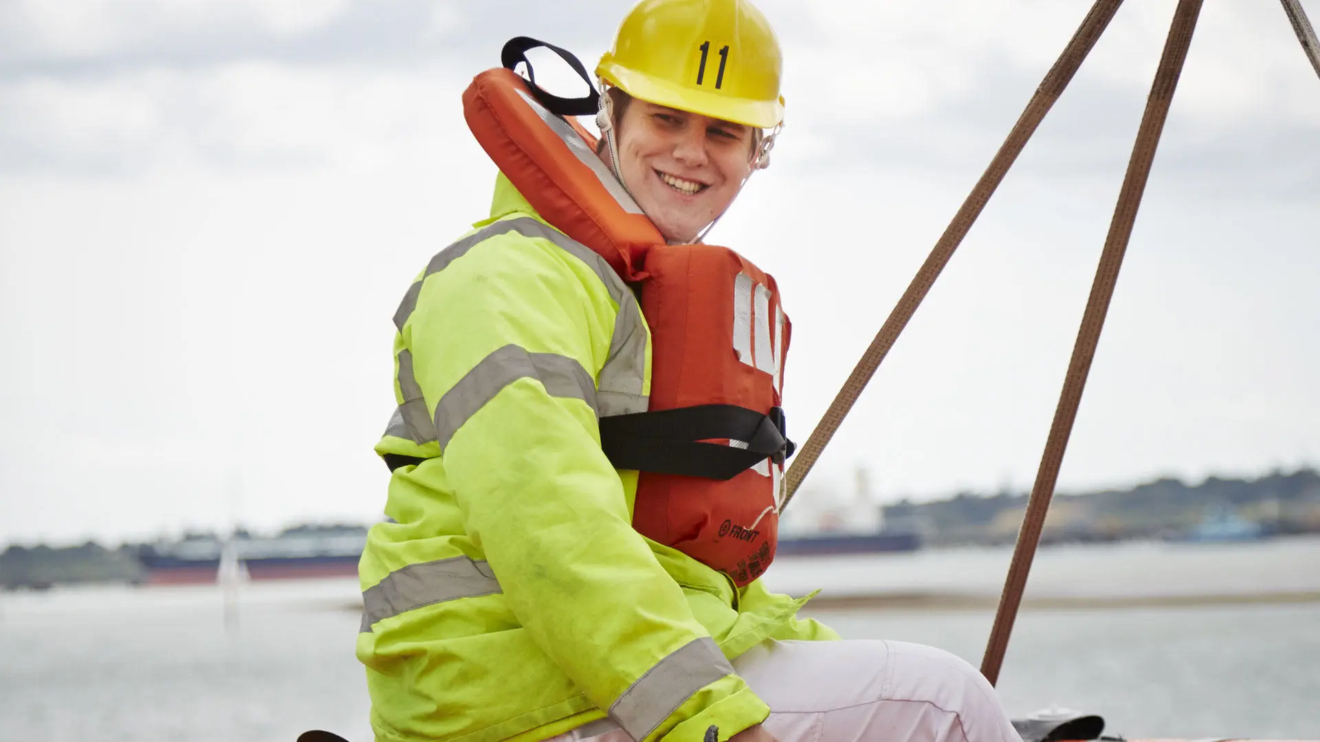 A cadet sat on a RIB