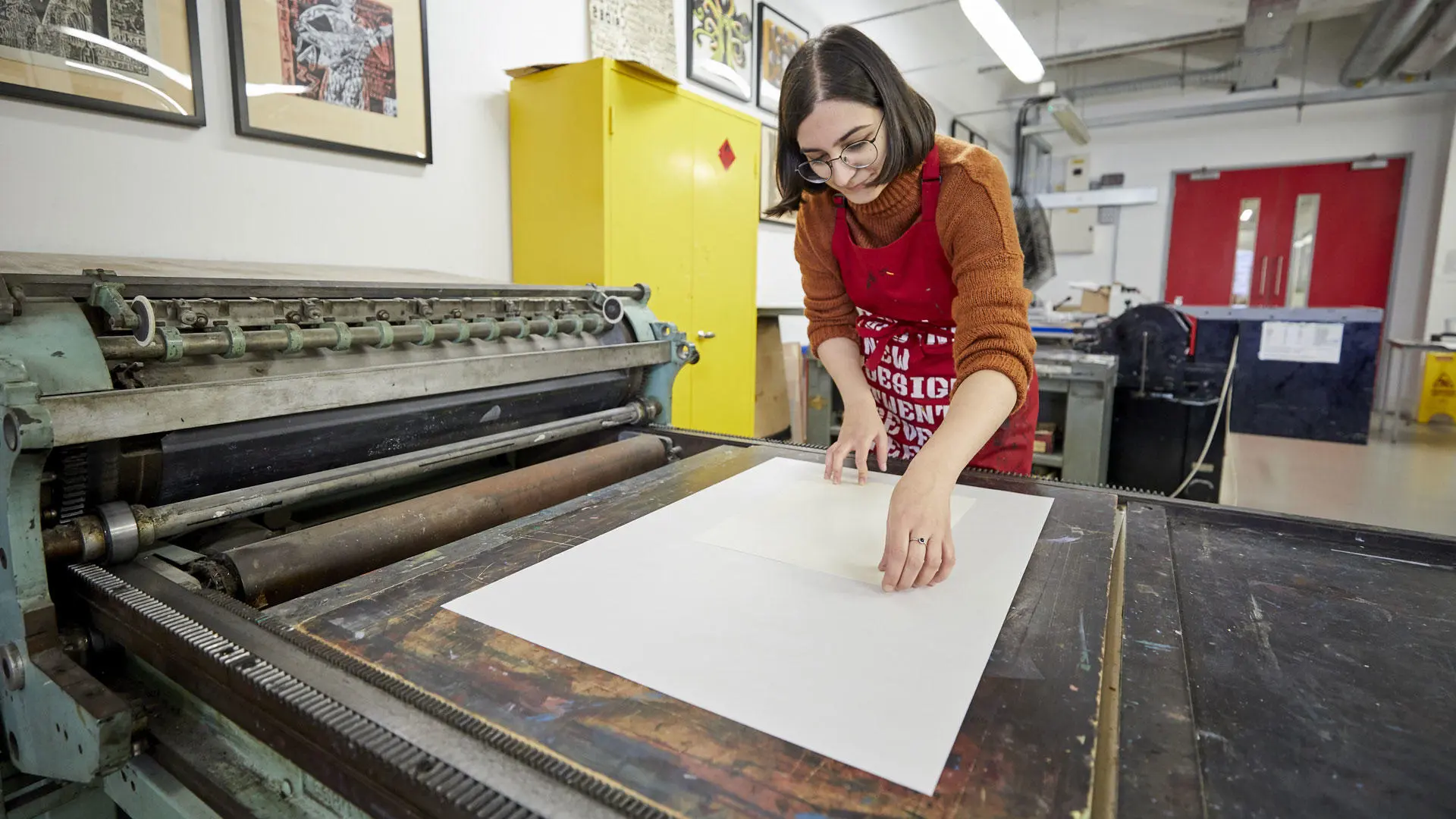 Students using the print room