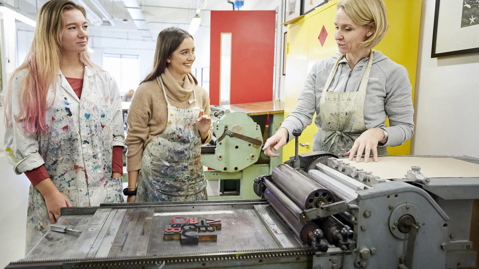 Students using the print room