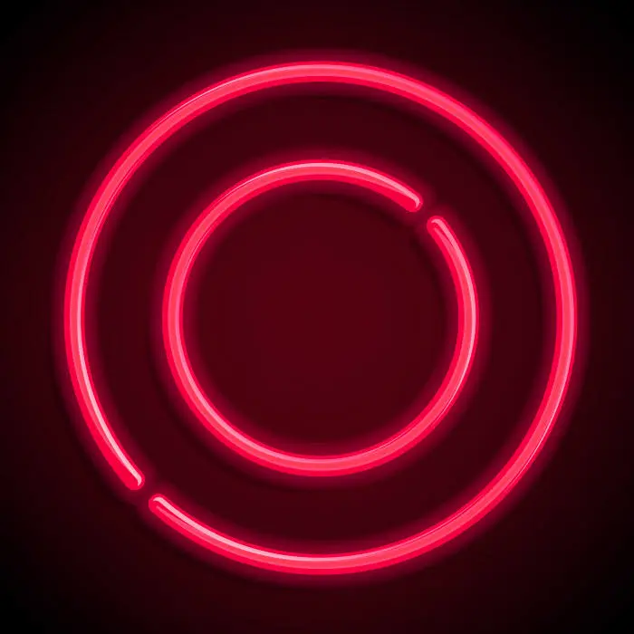 The letter O in neon