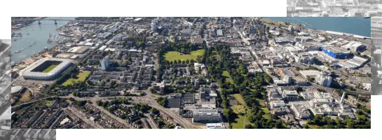 Aerial photo of Southampton city centre.