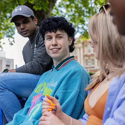 Picture shows three Solent students sat chatting
