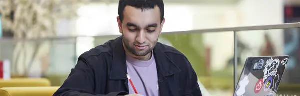 A student working