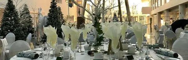 The Spark Atrium set up for a Christmas party
