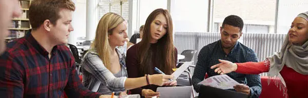 Students talking in a group