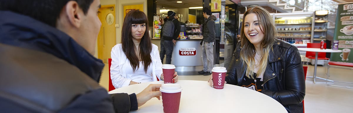 Students sat in costa coffee