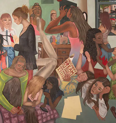 Painting of women doing various things
