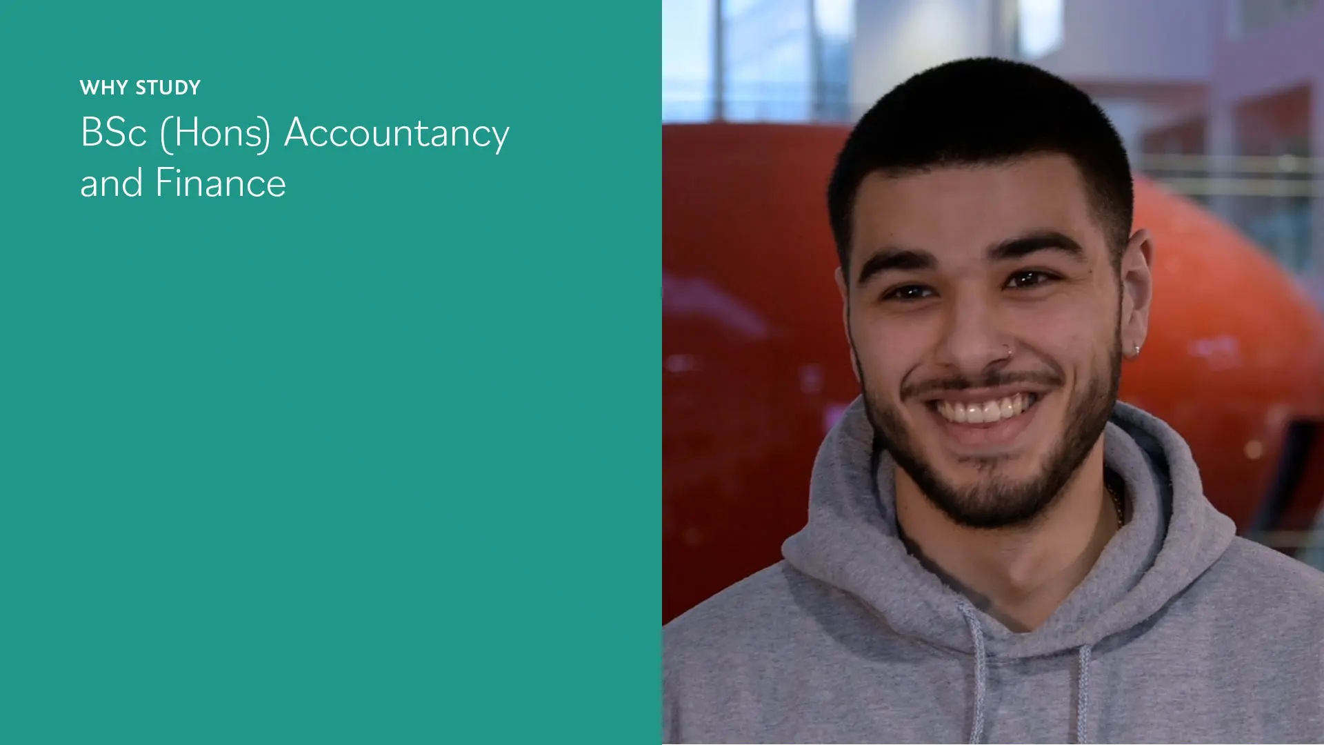 Image of accountancy student smiling to camera