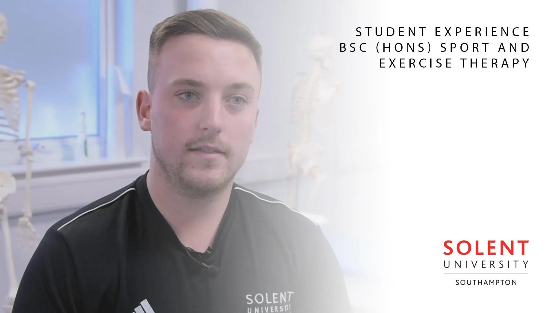 A video thumbnail of BSc (Hons) Sport and Exercise Therapy students Ellis and Charlie talk about why they picked Solent University and what it's like to study in Southampton. 