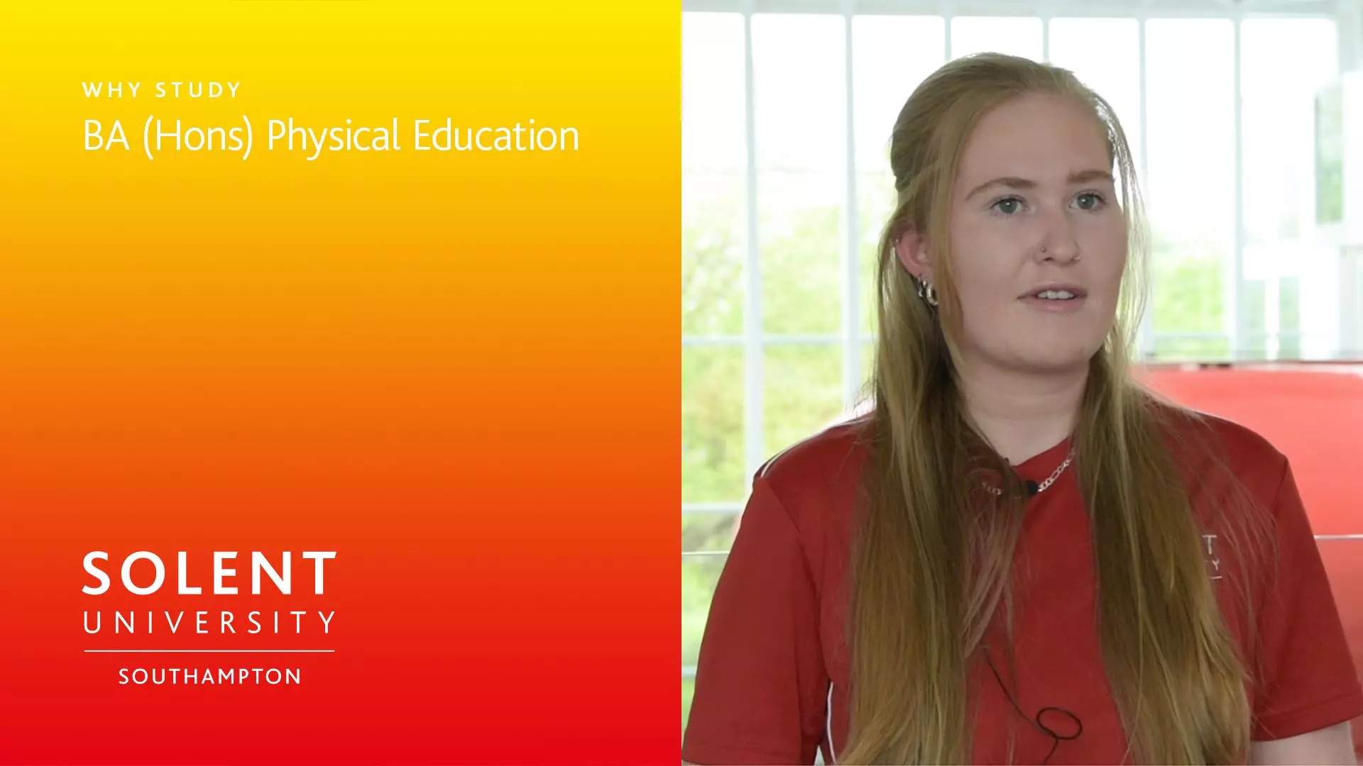 Image of student in sports kit, with text on the side; 'Why study BA (Hons) Physical Education'. 