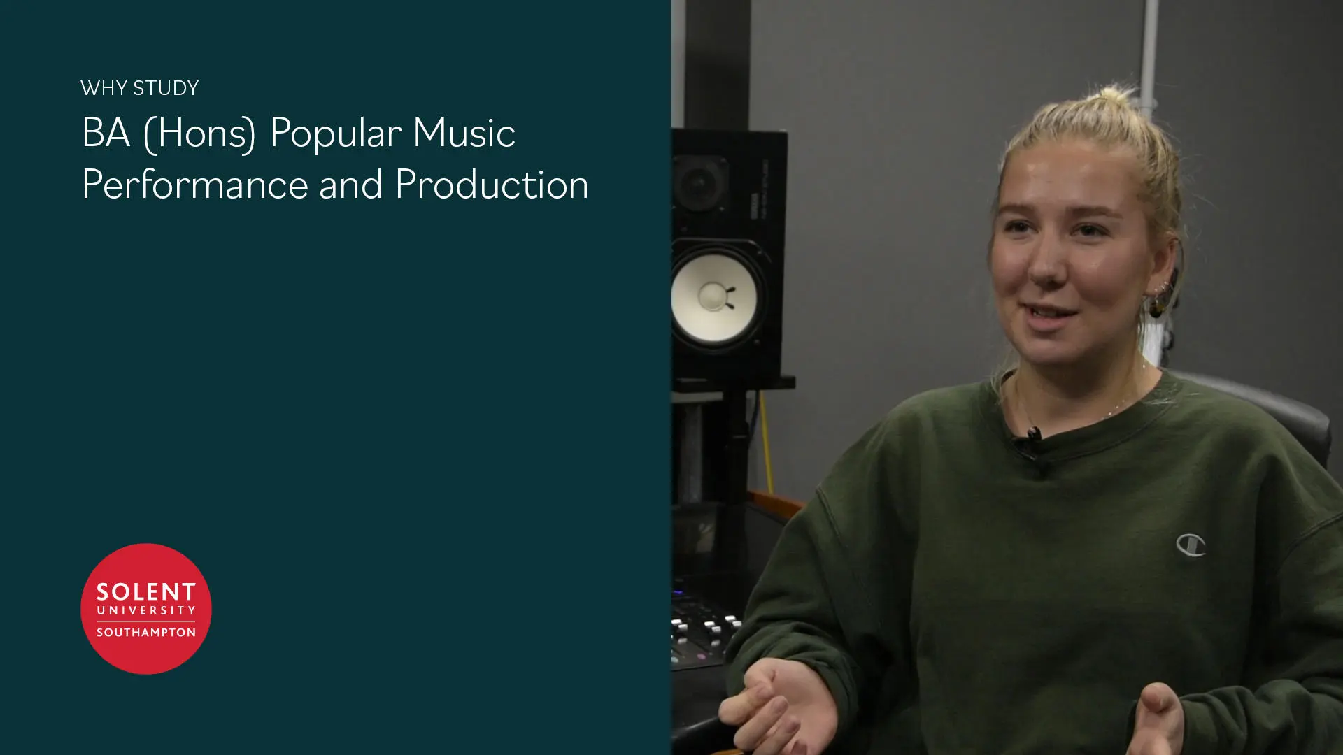 Image reads Why study BSc (Hons) Popular Music Performance and Production