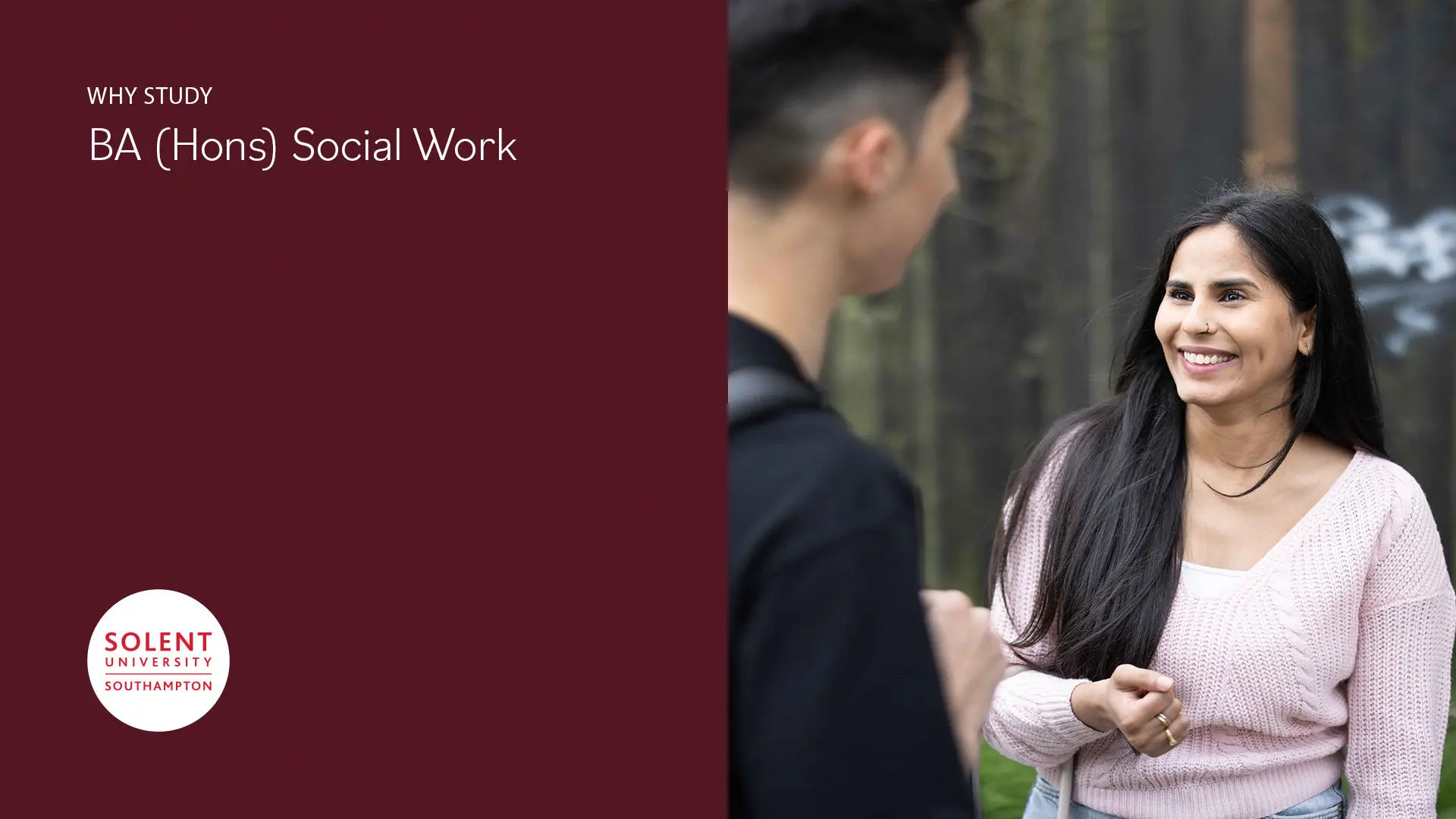 Image reads Why study BA (Hons) Social Work