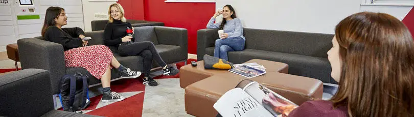 Students in a common room in halls