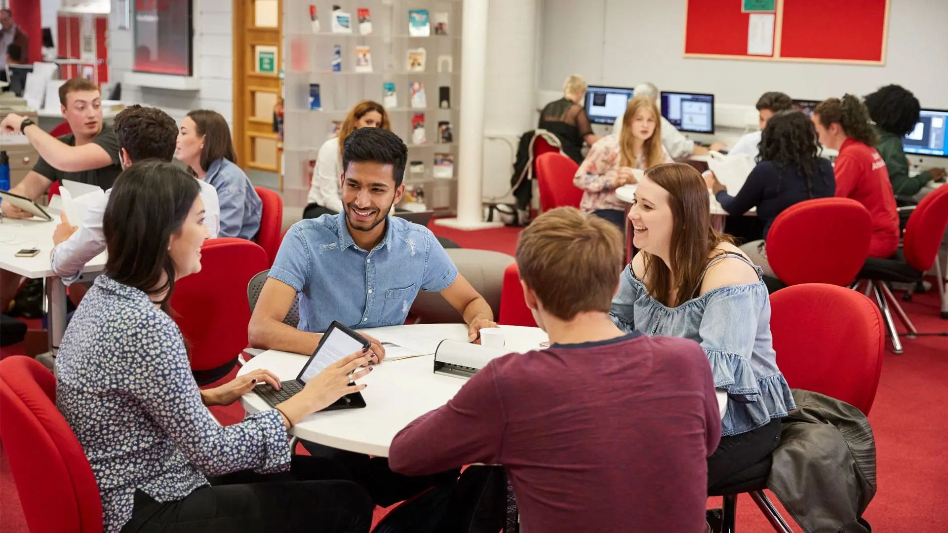 Students in the library